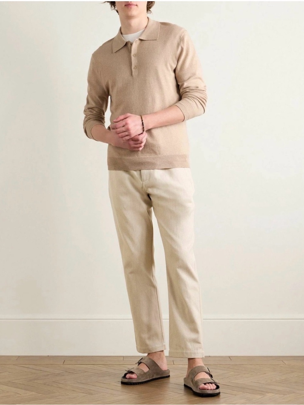 Frescobol Carioca Beige Polo-Knit Sweater for Men - Neutral Casual Layering